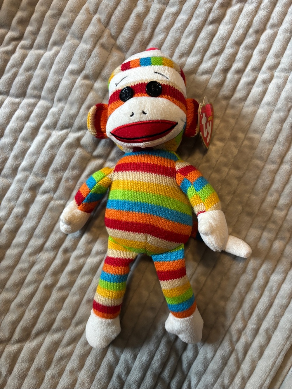 Ty Beanie Babies Socks Sock Monkey Rainbow Stripes 2011 Plush With Tags